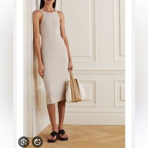 Reformation Bel Knit Bone Cream Midi Dress XS